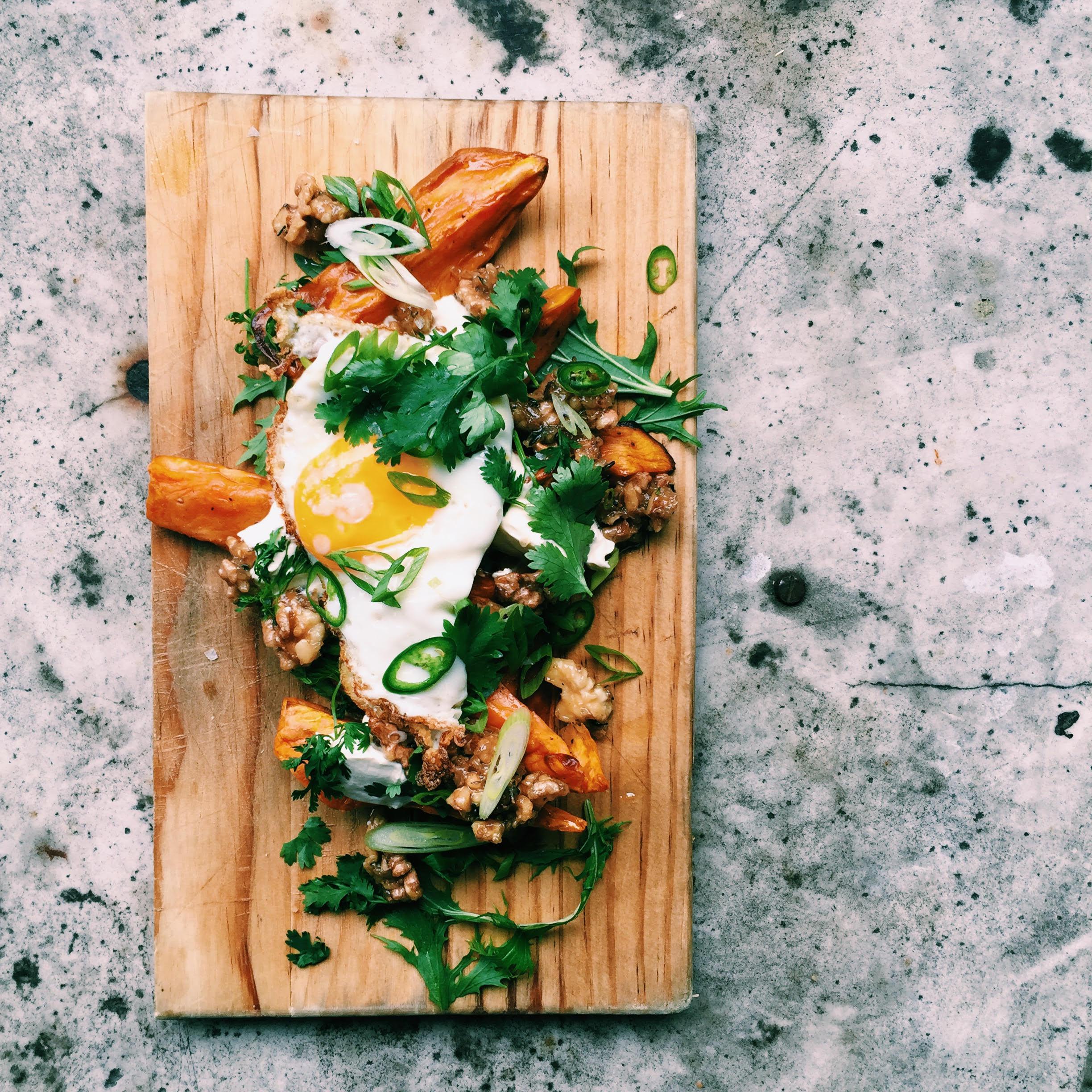 Roasted Sweet Potato with a Crispy Fried Egg